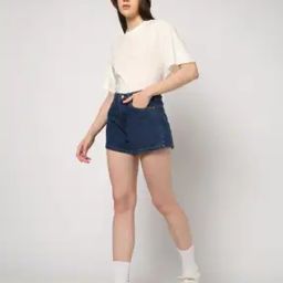 Women Denim Shorts with Insert Pockets-image-12