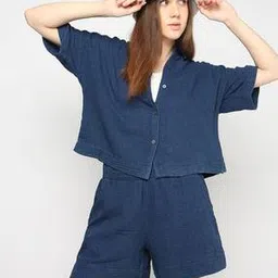 Cropped Button-Down Gauze Shirt-image-28