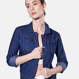 Women Washed Regular Fit Denim Jacket-image-14