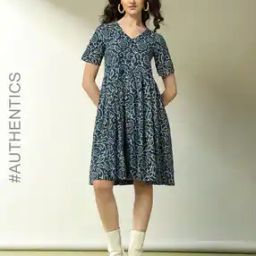 Handblock Batik Print Pleated Cotton Dress-picture-25