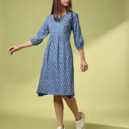 Women Floral Print A-Line Dress-image-100