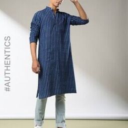 Handblock Print Natural Hand-Dyed Long Kurta-image-69