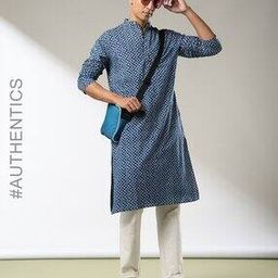 Handblock Print Natural Hand -Dyed Long Kurta-image-112