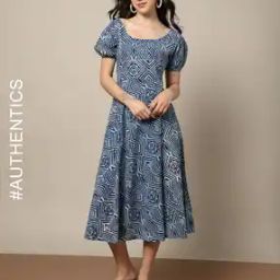 Handblock Print Cotton Flared Dress-image-94