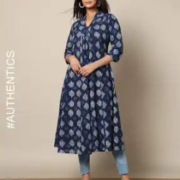 Handblock Print Cotton Flared Kurta-image-92