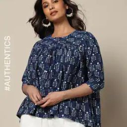 Handblock Print Cotton Flared Top-image-66