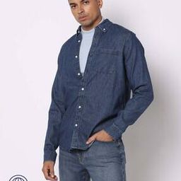 Denim Shirt with Button-Down Collar-image-88