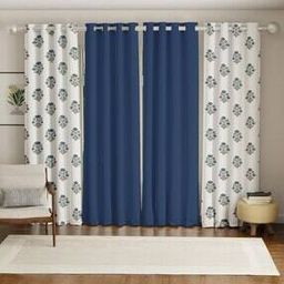 Pack of 4 Printed Curtains with Eyelets-41