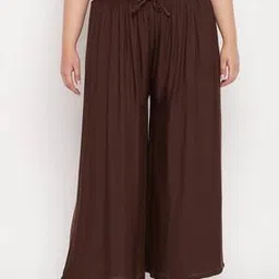 clora creation plus Flared Palazzos with Elasticated Drawstring Waist-picture-45