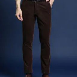 Men Slim Fit Flat-Front Corduroy Trousers-picture-27