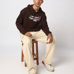 Men Typographic Print Regular Fit Hoodie with Kangaroo Pocket-picture-38