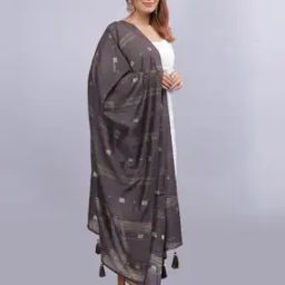 Women Striped Dupatta with Tassels-15