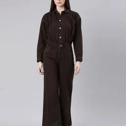 Women Denim Jumpsuit with Insert Pockets-image-1
