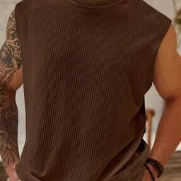Men Ribbed Sleeveless Vest-image-94