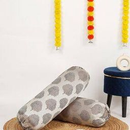 Set of 2 jacquard Self Design Floral Bolster Cover-picture-23