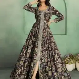 madhuram textiles Women Floral Print Gown Dress-picture-11