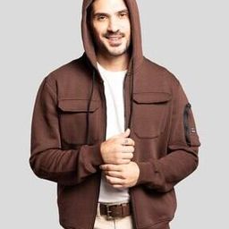 Men Patterned Slim Fit Zip-Front Hoodie -image-39