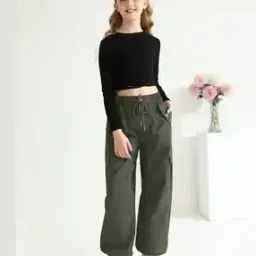 tior Girls Relaxed Fit Cargo Pants with Drawstring Waist-picture-1