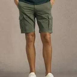 louis philippe Men Slim Fit Flat-Front Cargo Shorts -picture-42