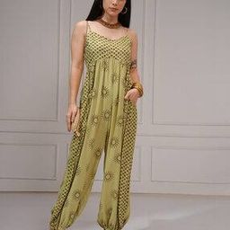 vishudh Women Floral Print Jumpsuit with Waist Tie-Up-picture-3