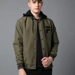 Men Regular Fit Bomber Jacket with Detachable Hood-picture-15