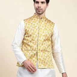 Men Nehru Jacket with Welt Pockets-image-28