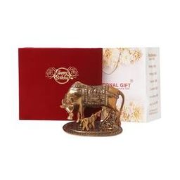 Kamdhenu Cow with Calf & Krishna God Idol-image-97