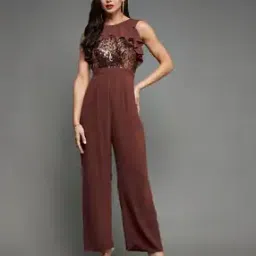 Embellished Jumpsuit with Ruffled Neck-picture-11