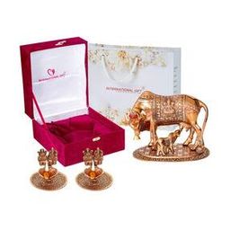 Kamdhenu Cow Idol with Hand Diya-image-15