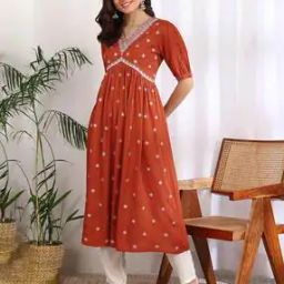 Women Embroidered Flared Kurta-image-44