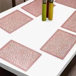 Set of 6 Copper Floral Embellished Plastic Table Mats (45X30 cm)-picture-12