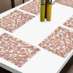 Set of 6 Copper Floral Embellished Plastic Table Mats (45X30 cm)-image-30