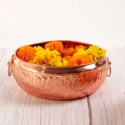 Brass Copper Plated Beautifully Lotus Urli-image-3