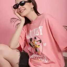 tromko Women Micky Mouse Print Regular Fit Crew-Neck T-Shirt-picture-28