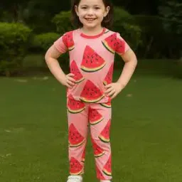 piku store Girls Printed T-Shirt & Pants Set-picture-41