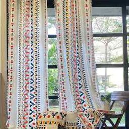Pack of 2 Aztec Print Long Door Curtains with Cushion Covers-38