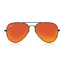 Unisex UV Protected Black Orange Reflector Aviator Sunglasses-10