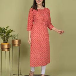 Women Chevron Print Straight Kurta-picture-3