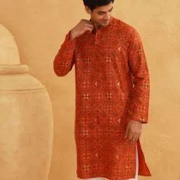 Men Long Kurta with Mandarin Collar-image-78