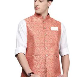 Floral Print Nehru jacket with Welt Pockets-image-31