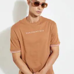 Men Typographic Print Regular Fit Crew-Neck T-Shirt-image-19