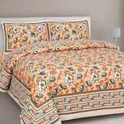 180 TC Floral Print King Bedsheet with Pillow Covers-picture-42
