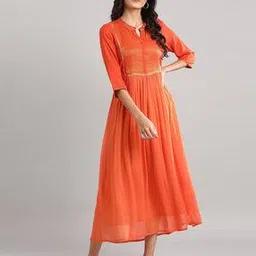 Printed Fit & Flare Dress-image-41