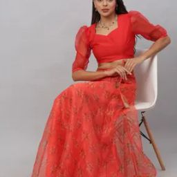 Floral Print Flared Skirt-picture-11