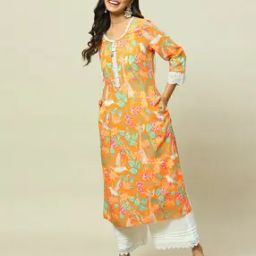 Women Floral Print Straight Kurta with Pants-image-31