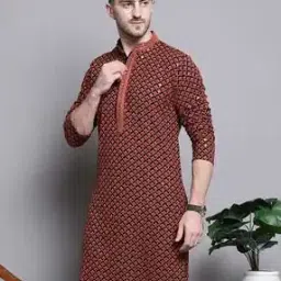 Men Embroidered Regular Fit Long Kurta-picture-15