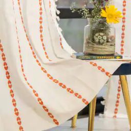 Embroidered Long Door Curtain with Tassels-42