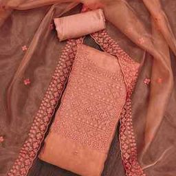 Women Embroidered Unstitched Dress Material-image-10