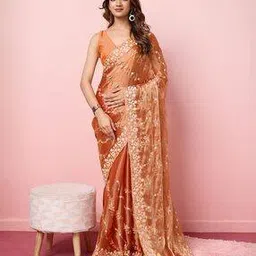 Women Embroidered Saree with Contrast Border-image-67