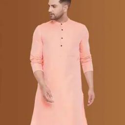 Men Regular Fit Long Kurta with Mandarin Collar-image-85